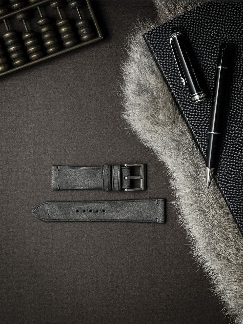 "Vaughan" Storm Grey Leather Watch Strap