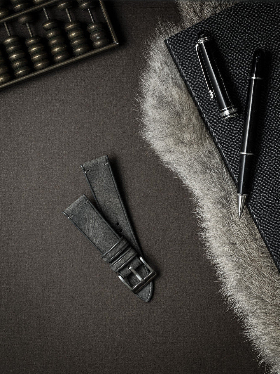 "Vaughan" Storm Grey Leather Watch Strap