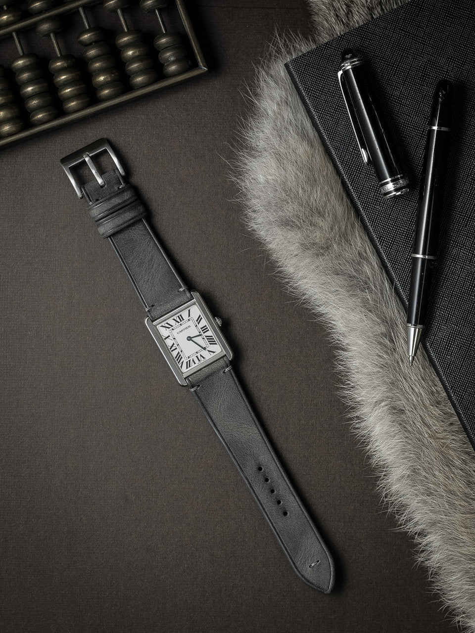 "Vaughan" Storm Grey Leather Watch Strap