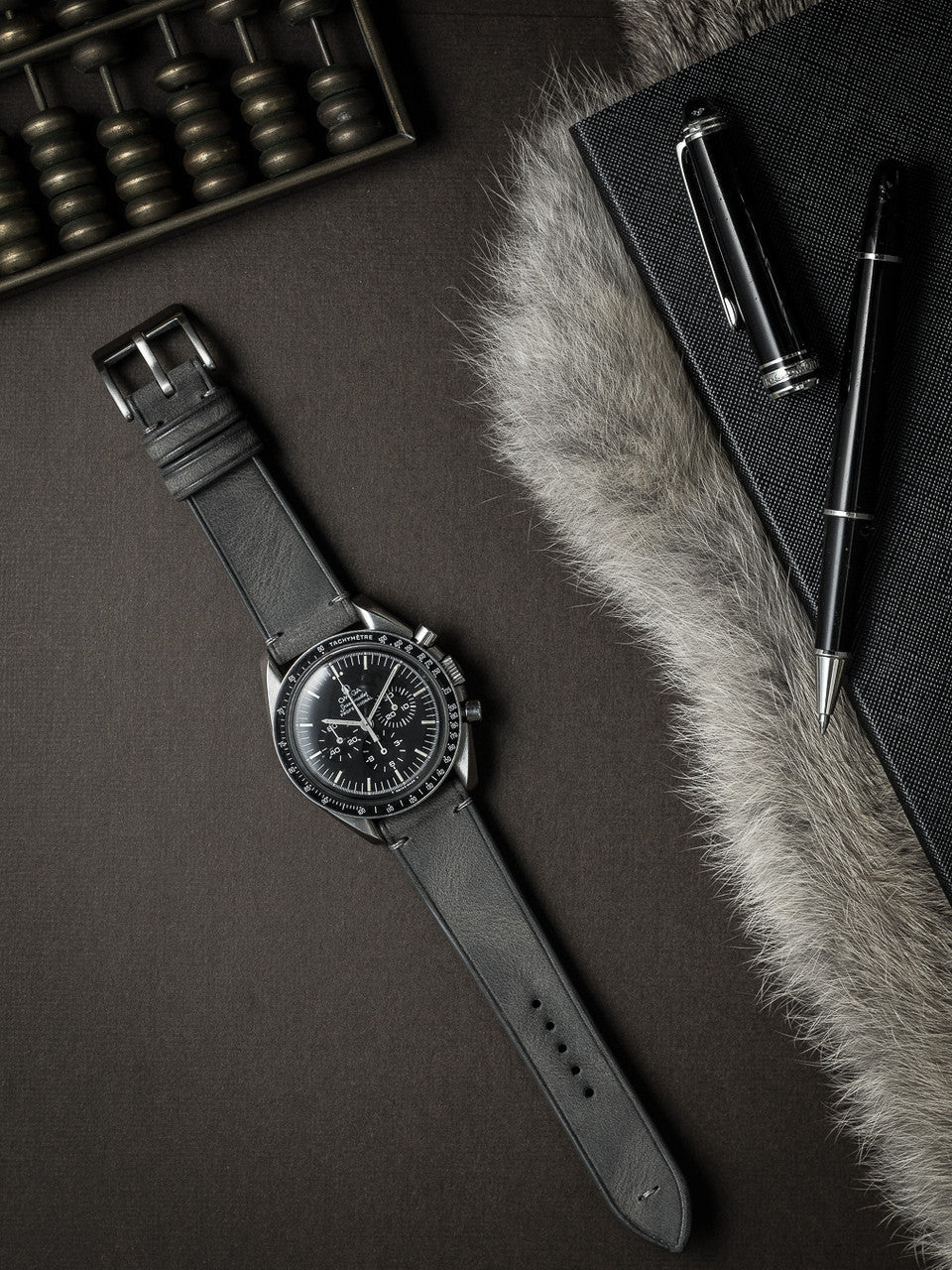 "Vaughan" Storm Grey Leather Watch Strap
