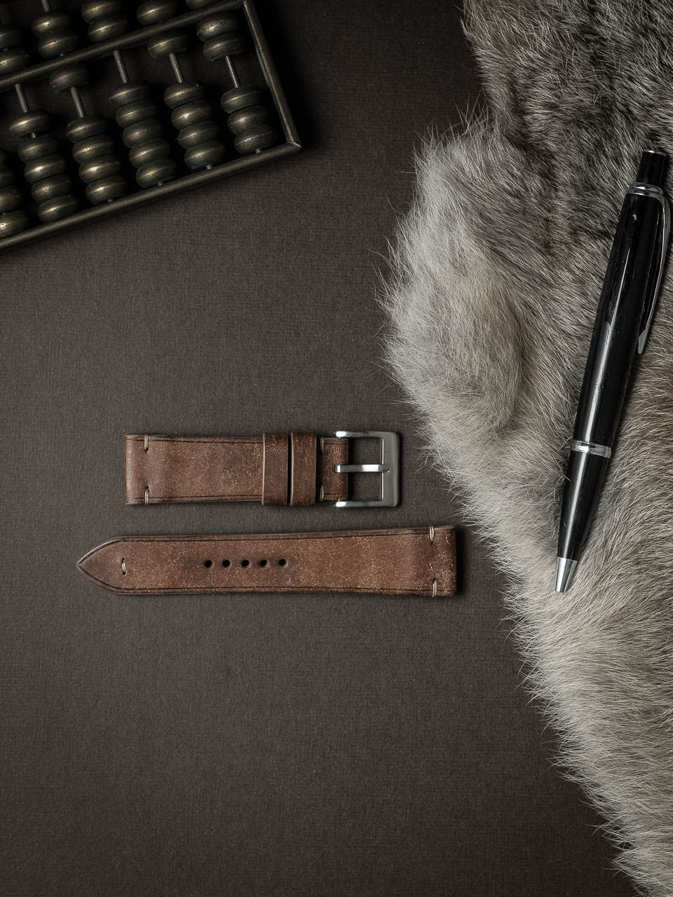 "Vega" Havana Tan Leather Watch Strap