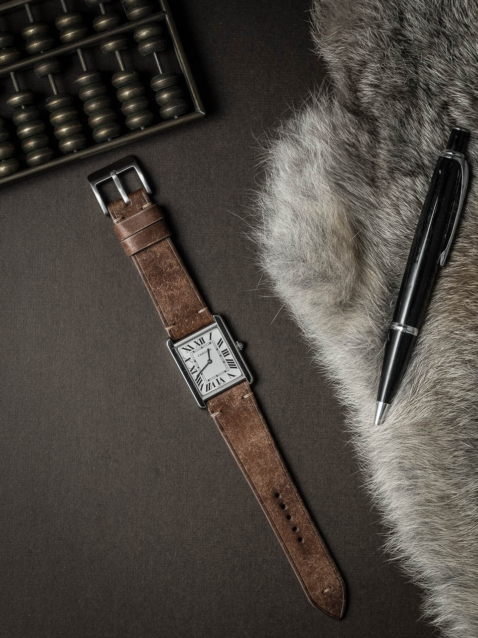 "Vega" Havana Tan Leather Watch Strap