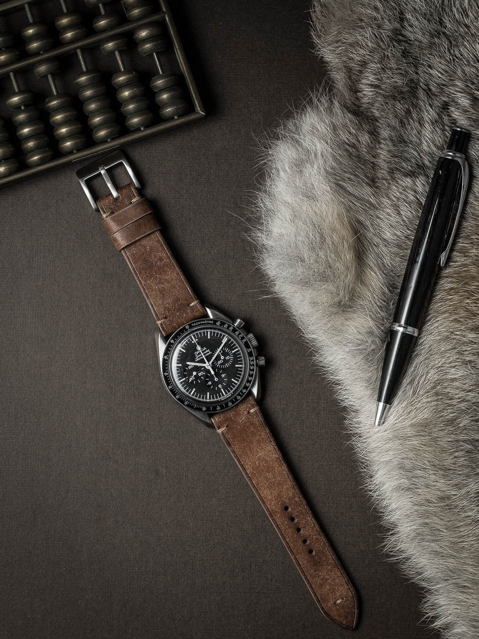 "Vega" Havana Tan Leather Watch Strap