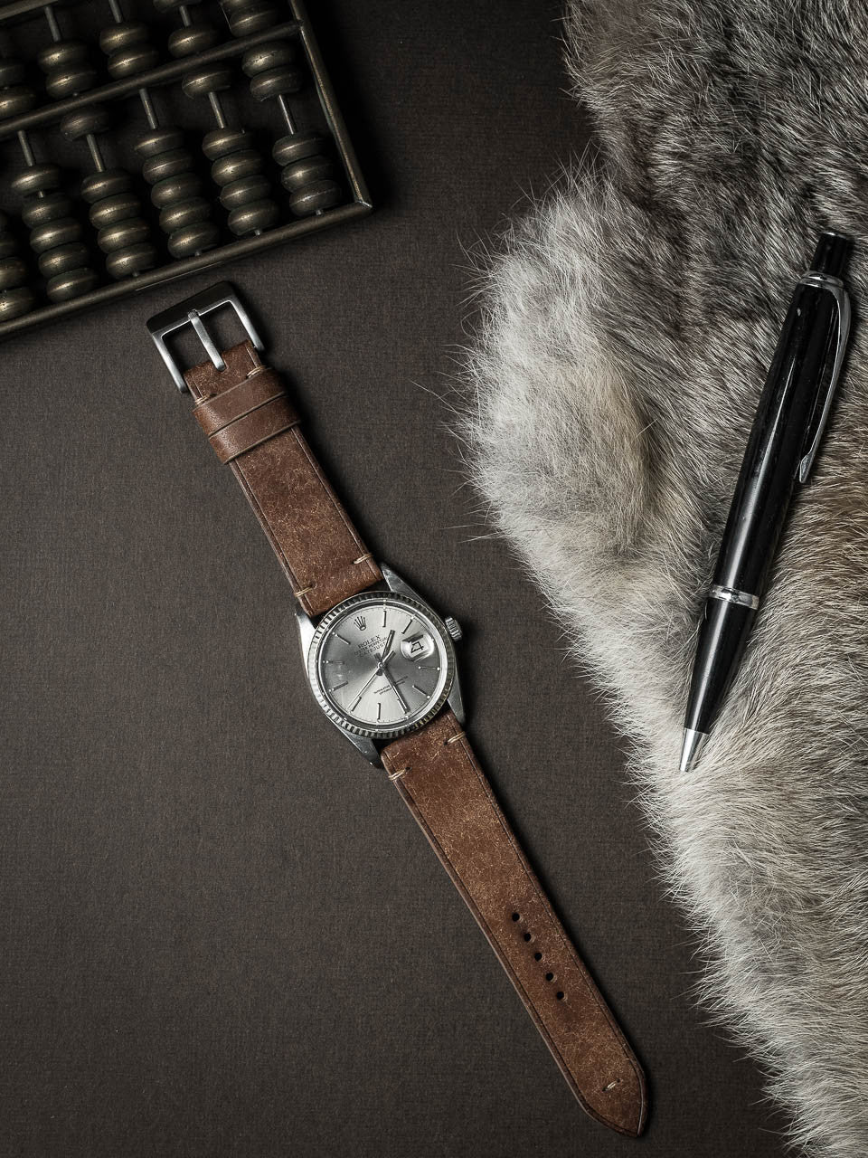 "Vega" Havana Tan Leather Watch Strap