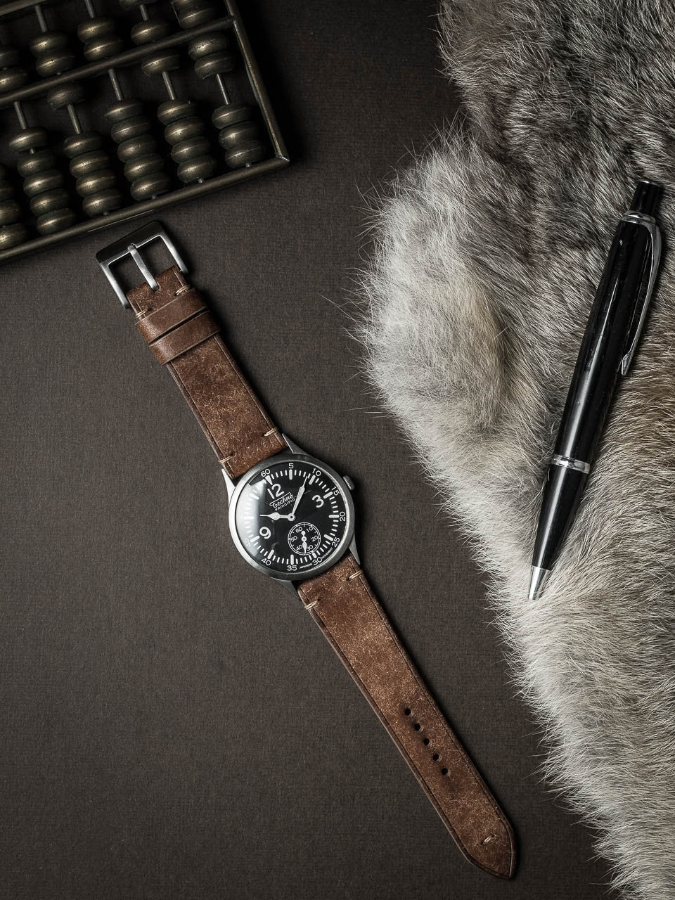 "Vega" Havana Tan Leather Watch Strap