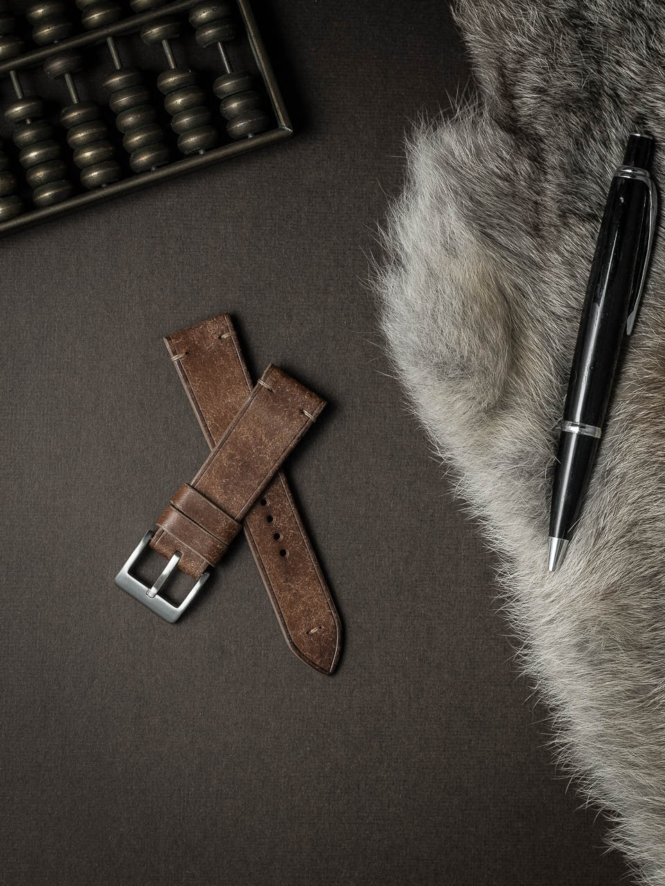 "Vega" Havana Tan Leather Watch Strap