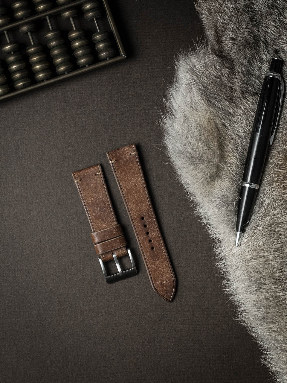 "Vega" Havana Tan Leather Watch Strap