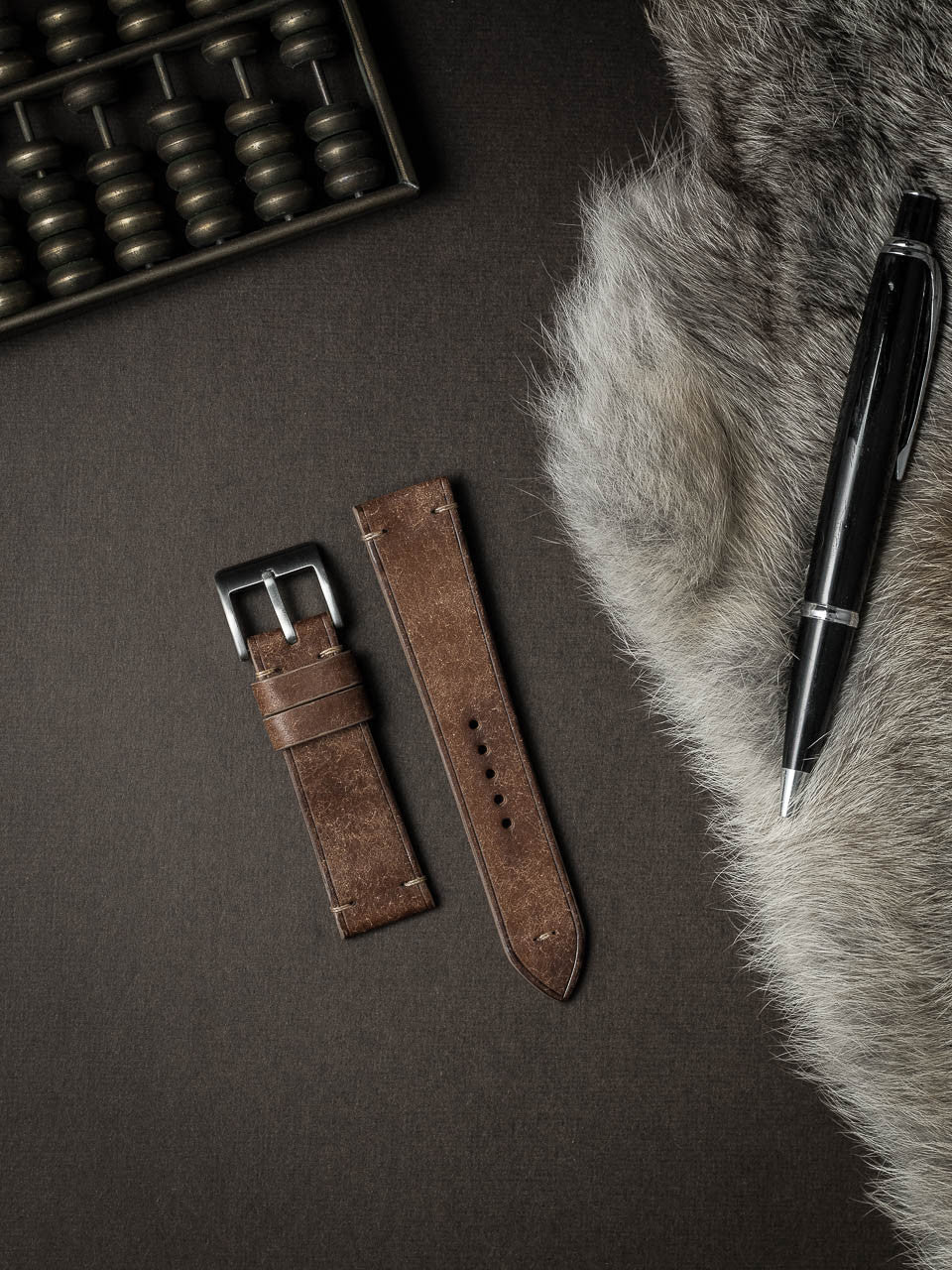 "Vega" Havana Tan Leather Watch Strap