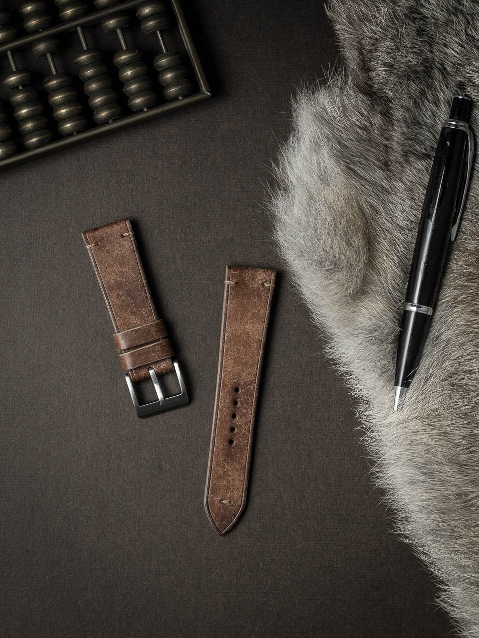 "Vega" Havana Tan Leather Watch Strap