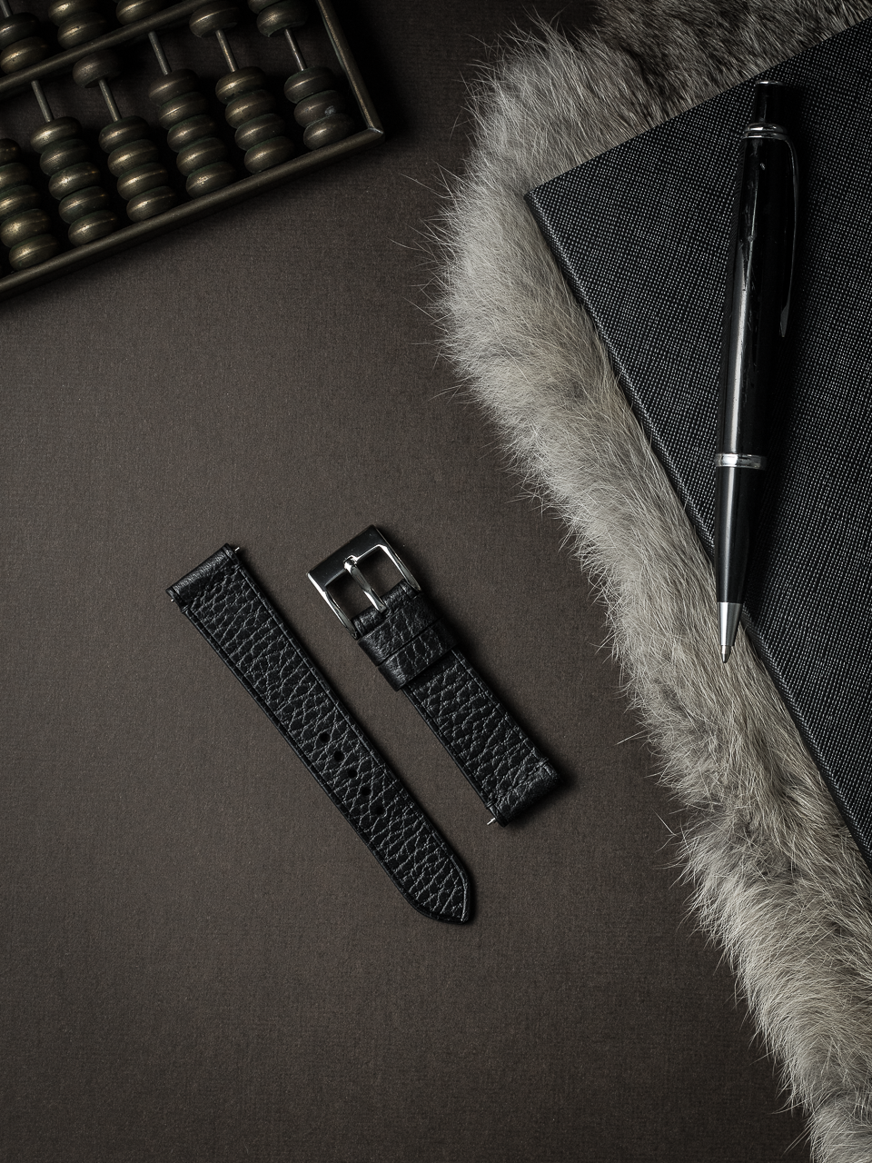 "Khal" Black Leather Watch Strap