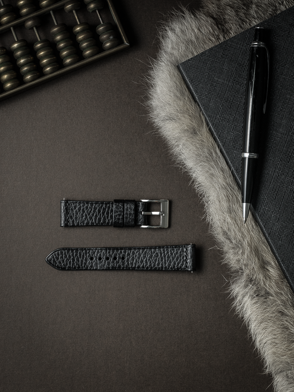 "Khal" Black Leather Watch Strap