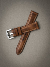 "Warrington" Vintage Bourbon Padded Leather Watch Strap