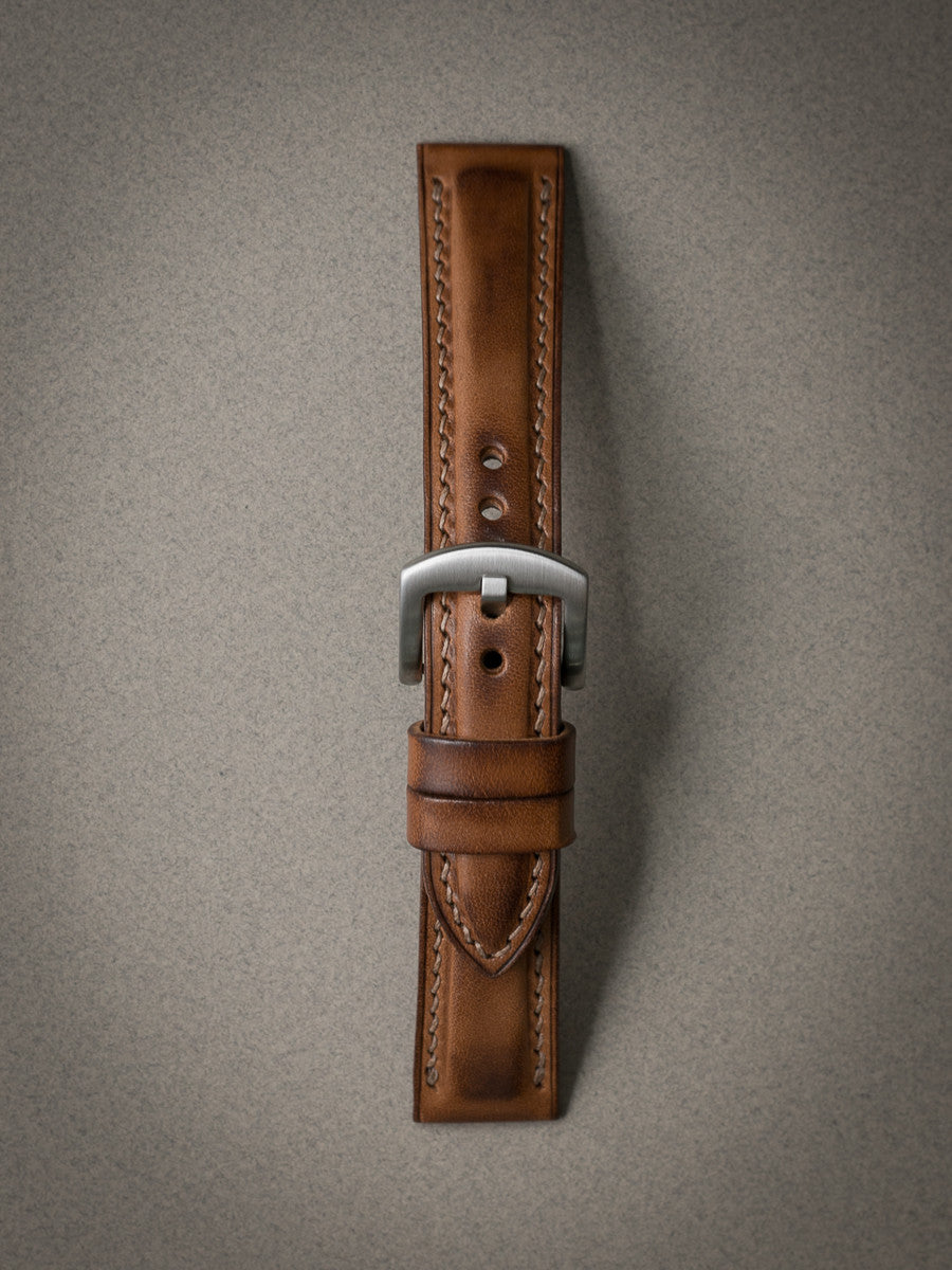 "Warrington" Vintage Bourbon Padded Leather Watch Strap