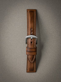 "Warrington" Vintage Bourbon Padded Leather Watch Strap