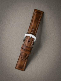 "Warrington" Vintage Bourbon Padded Leather Watch Strap