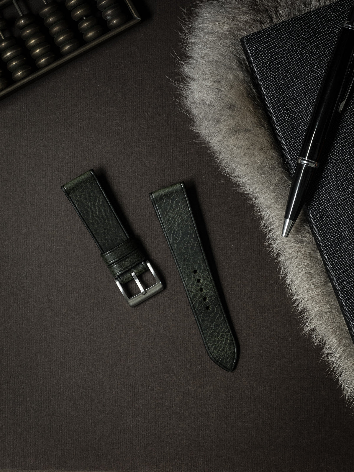"Wythe" Dark Hunter Green Leather Watch Strap