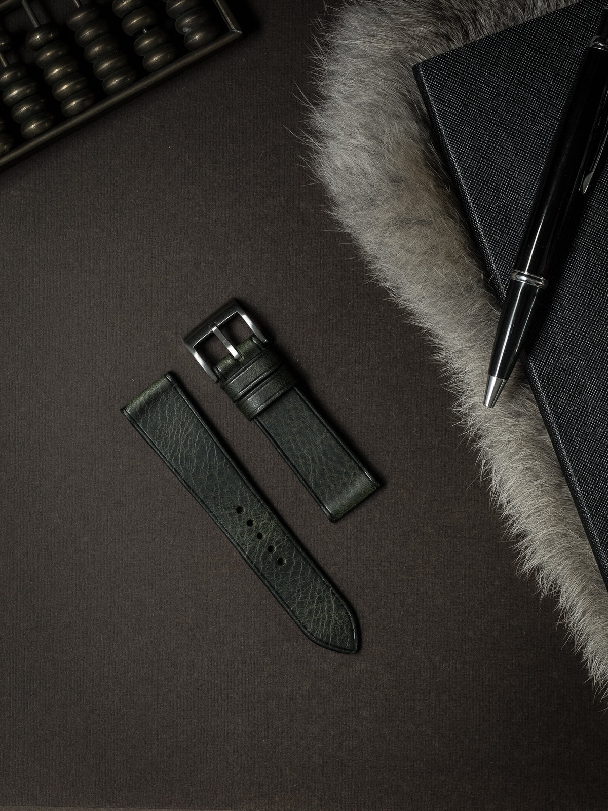 "Wythe" Dark Hunter Green Leather Watch Strap
