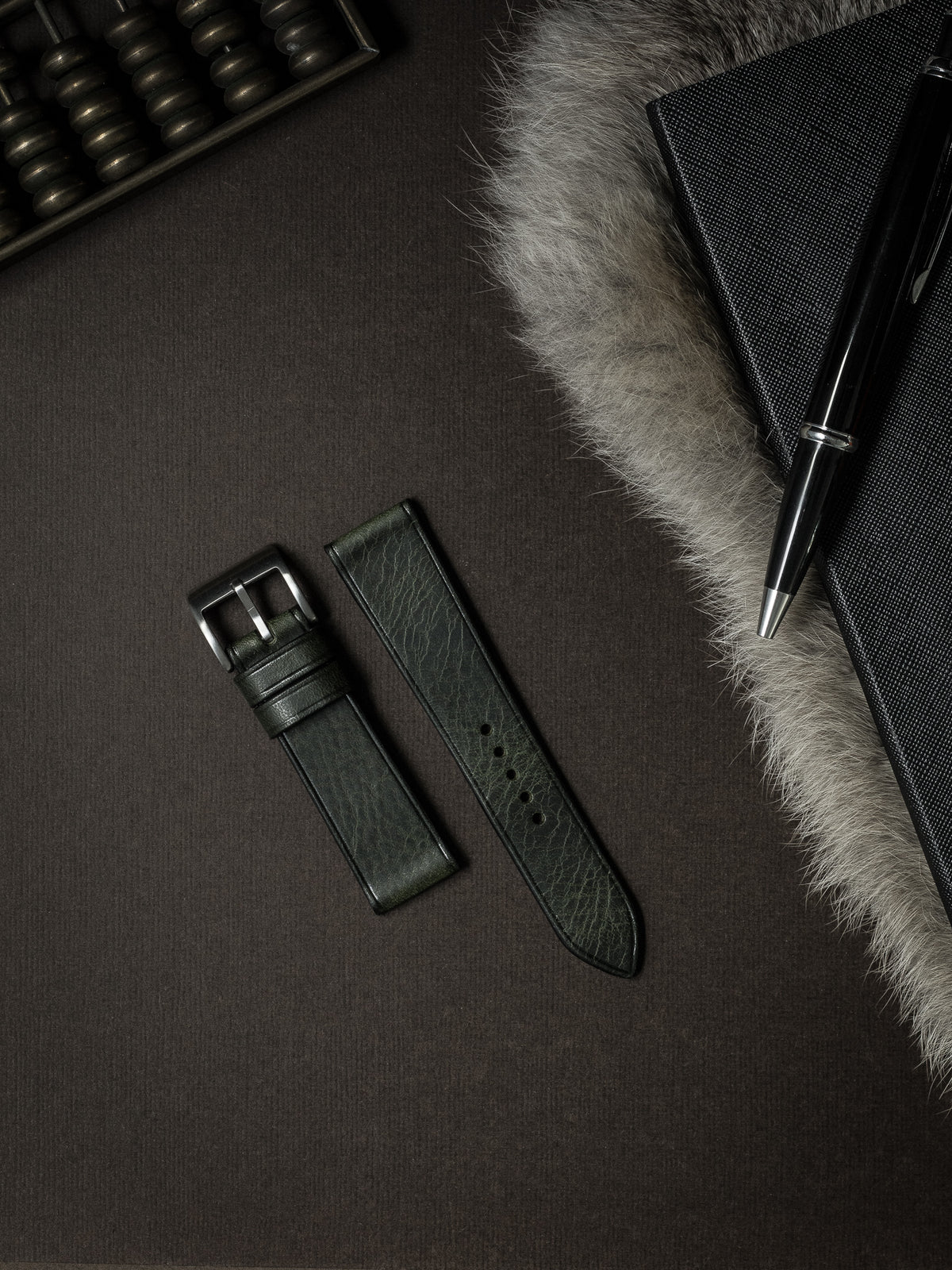 "Wythe" Dark Hunter Green Leather Watch Strap