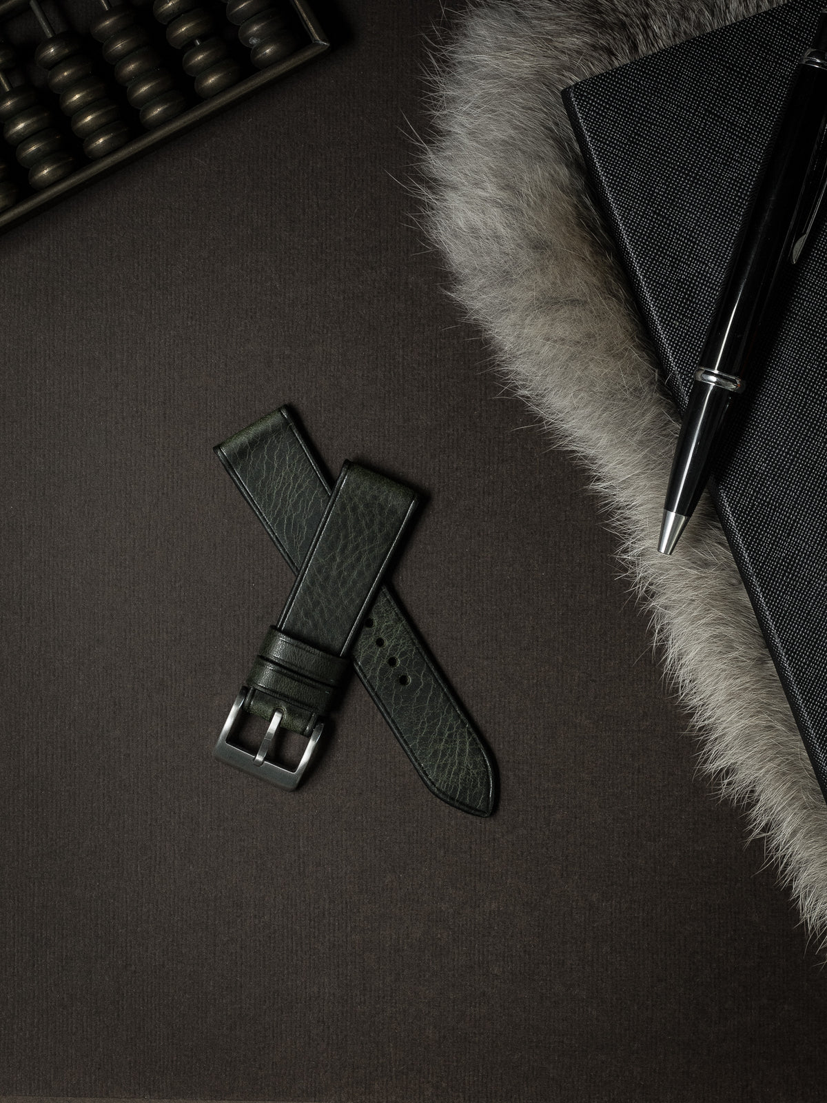"Wythe" Dark Hunter Green Leather Watch Strap