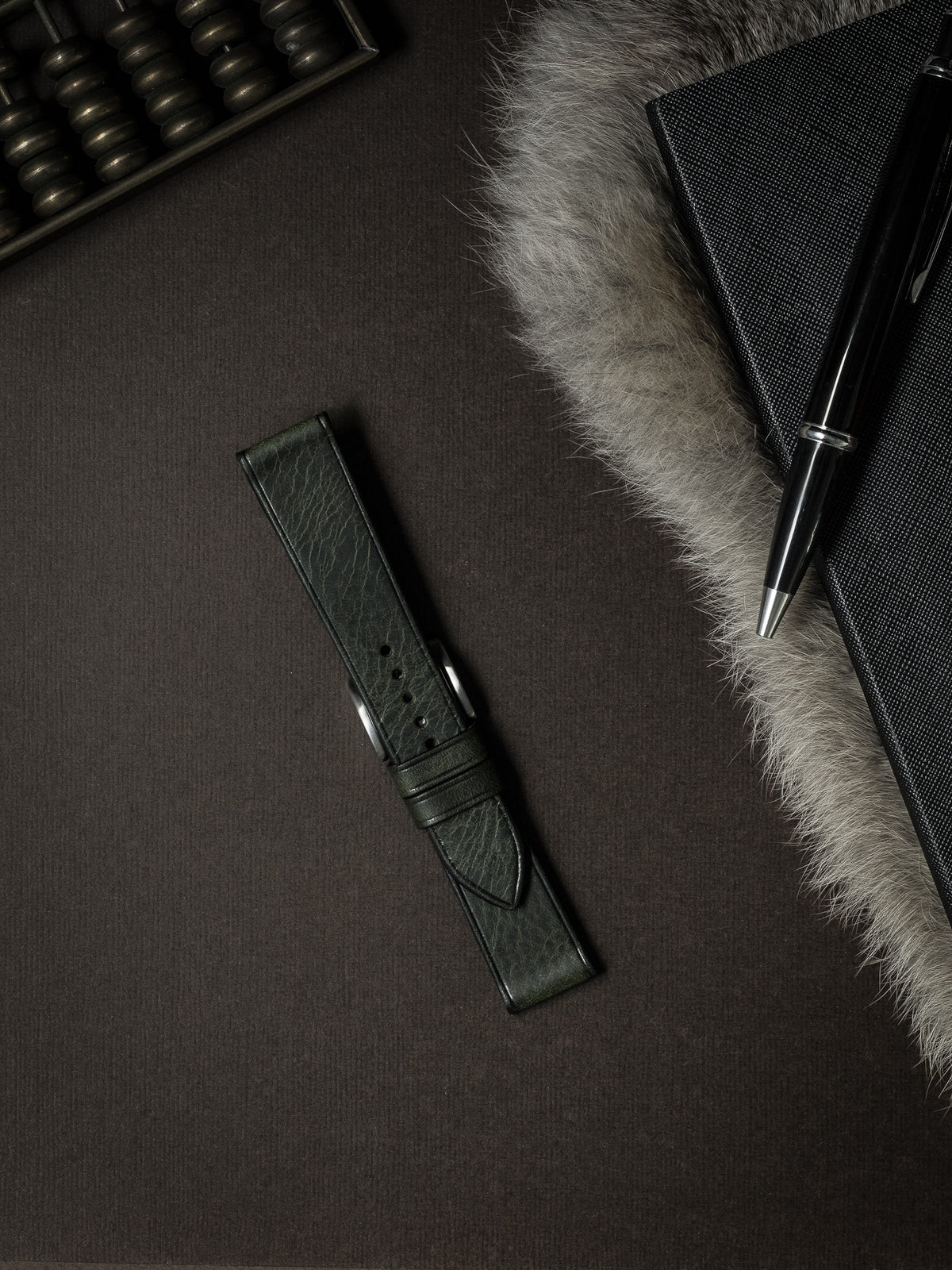 "Wythe" Dark Hunter Green Leather Watch Strap