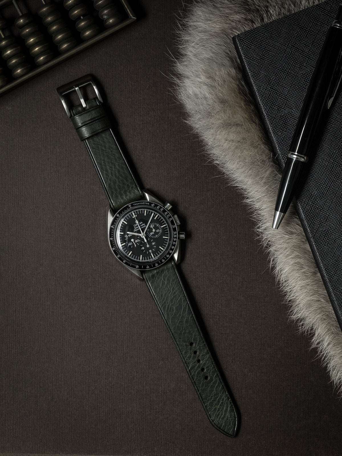 "Wythe" Dark Hunter Green Leather Watch Strap