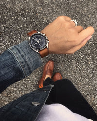 "Winchester" Vintage Bourbon Leather Single Pass Watch Strap