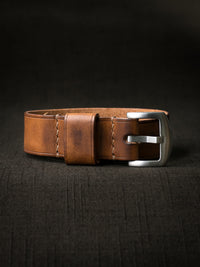 "Winchester" Vintage Bourbon Leather Single Pass Watch Strap