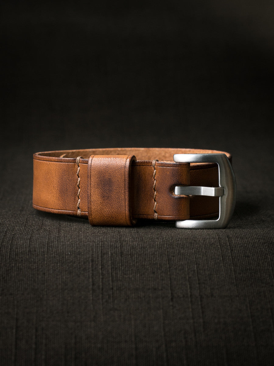 "Winchester" Vintage Bourbon Leather Single Pass Watch Strap