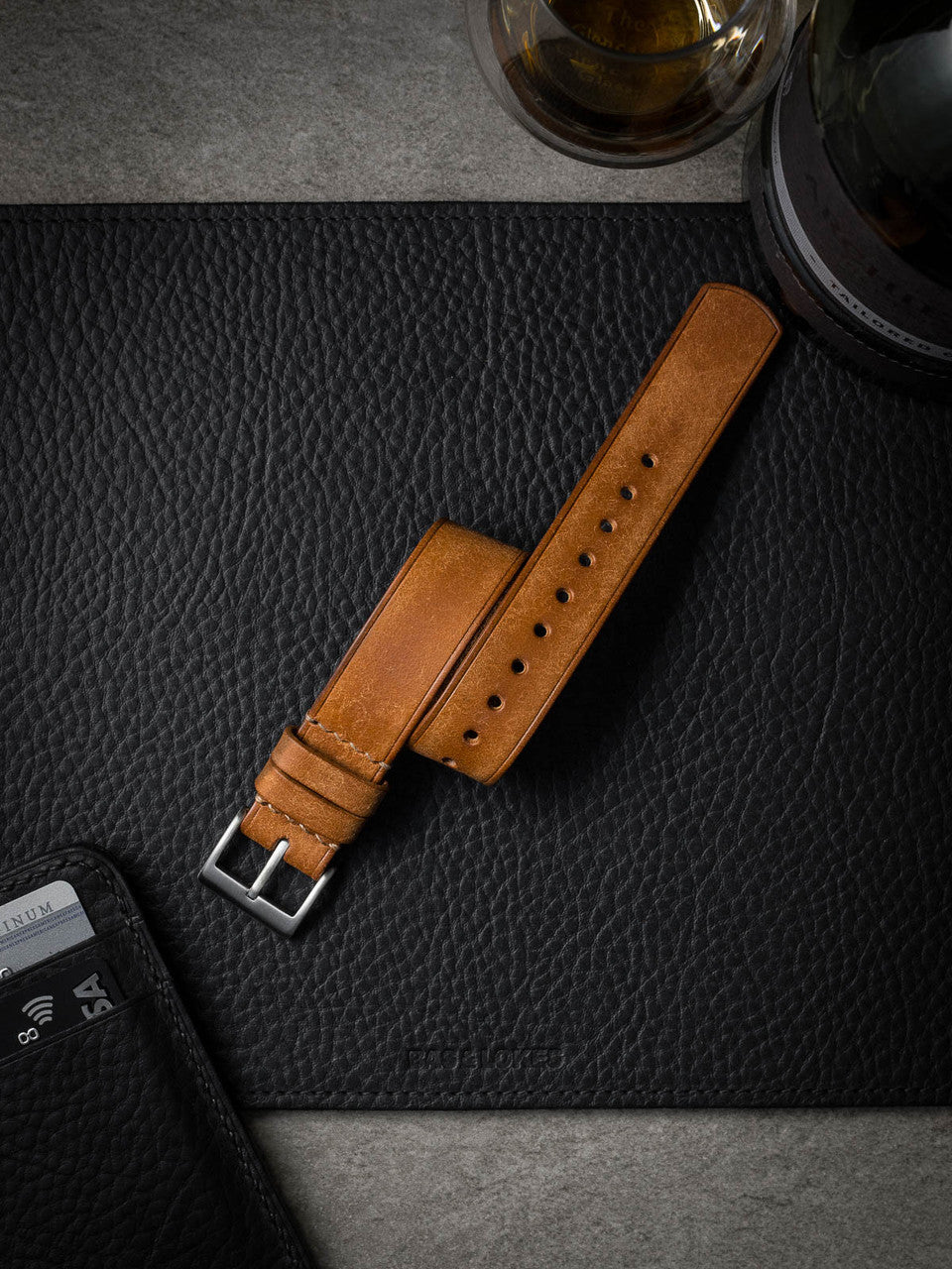 "Windsor" Butterscotch Leather Single Pass Watch Strap