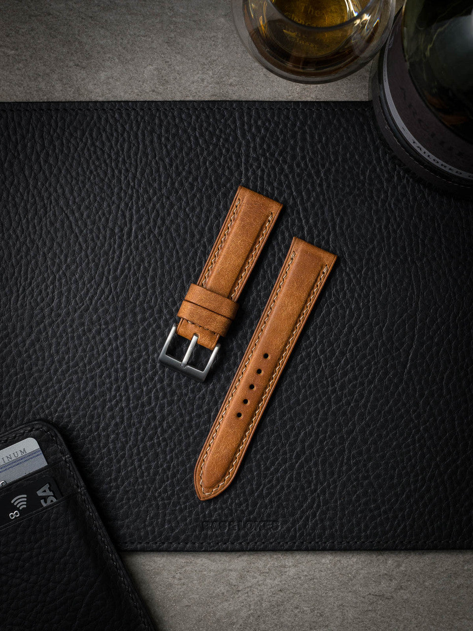 "Woodgate" Butterscotch Padded Leather Watch Strap
