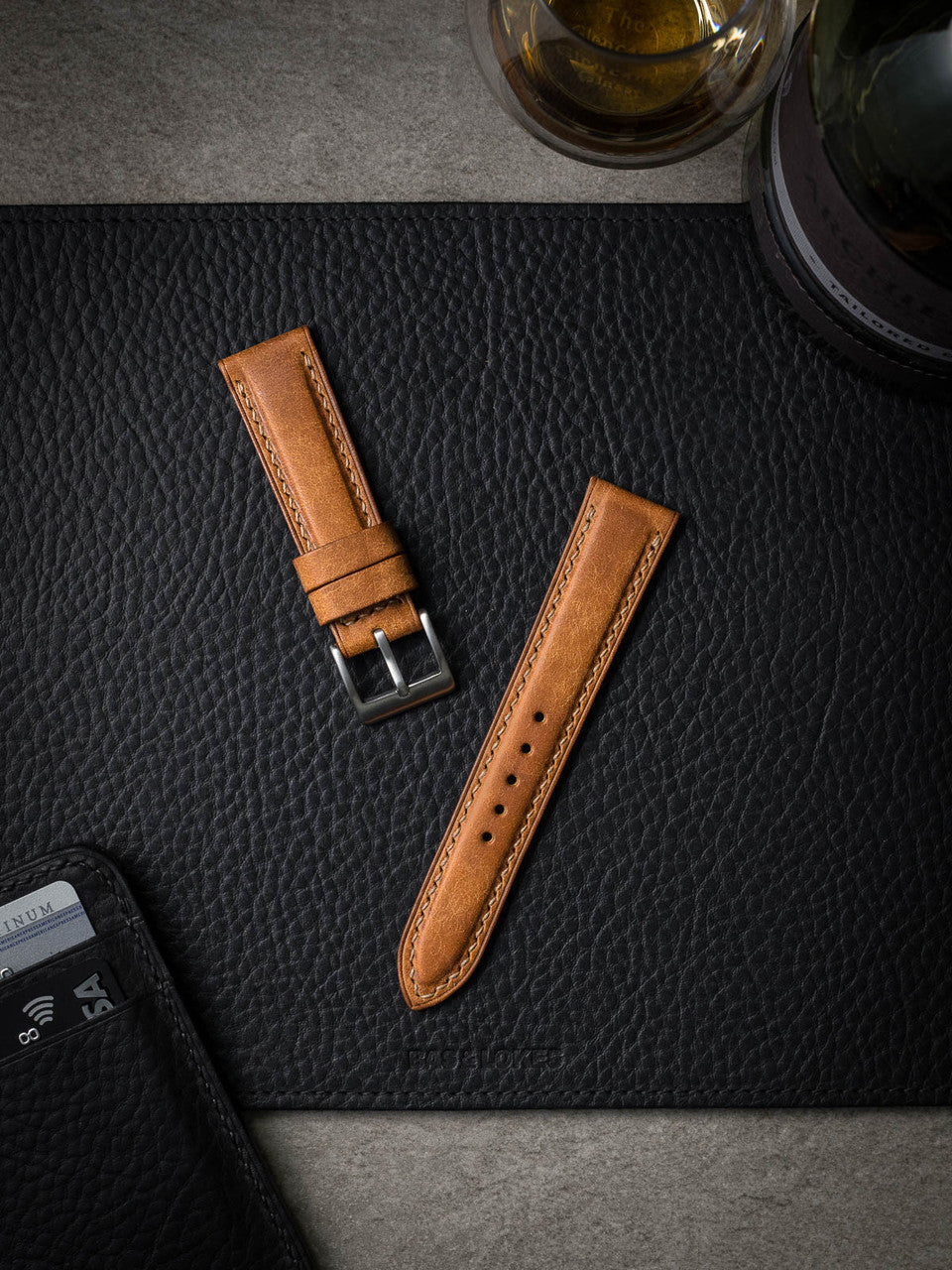 "Woodgate" Butterscotch Padded Leather Watch Strap