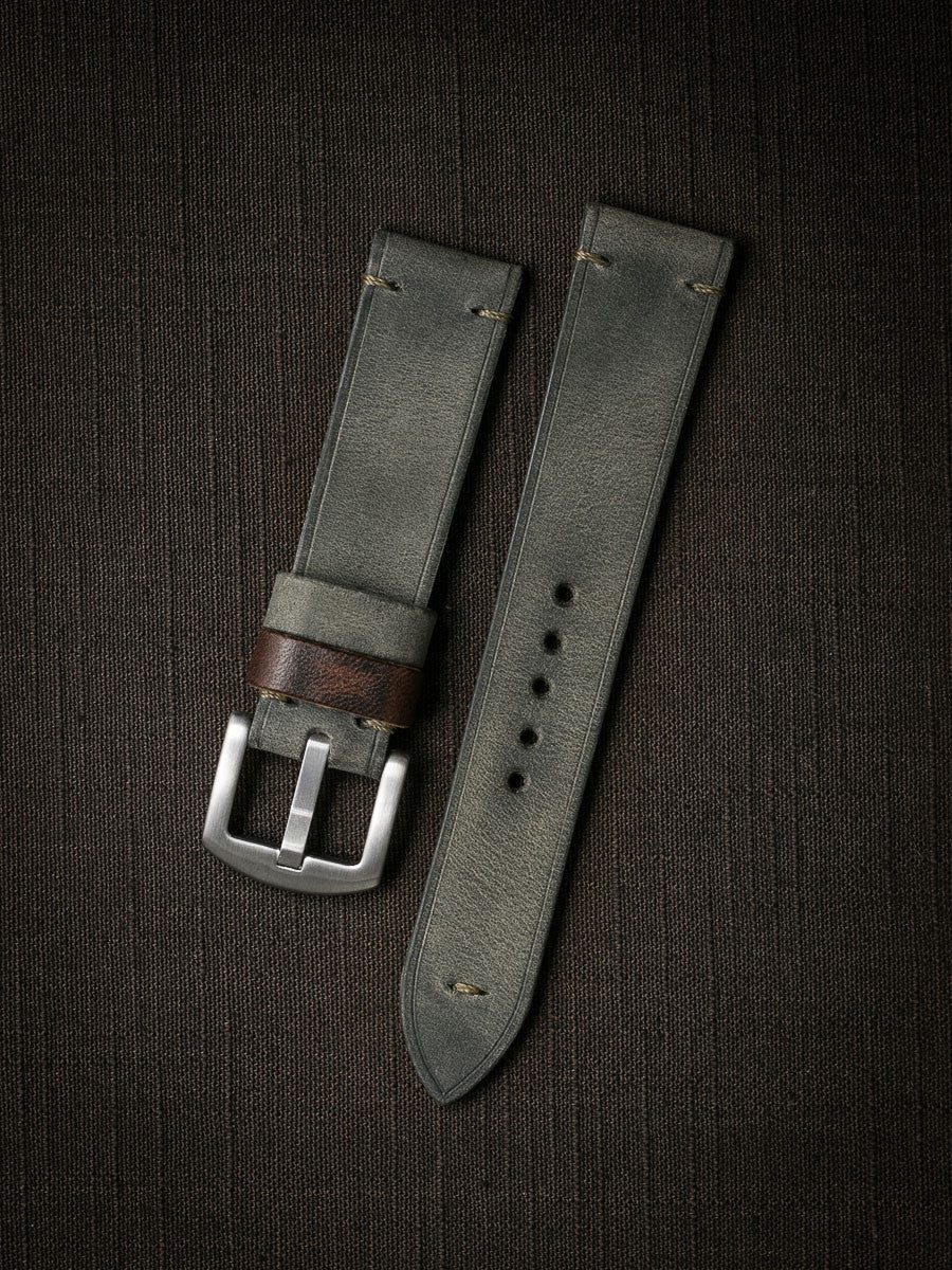 "Worthington" Grey Green Leather Watch Strap