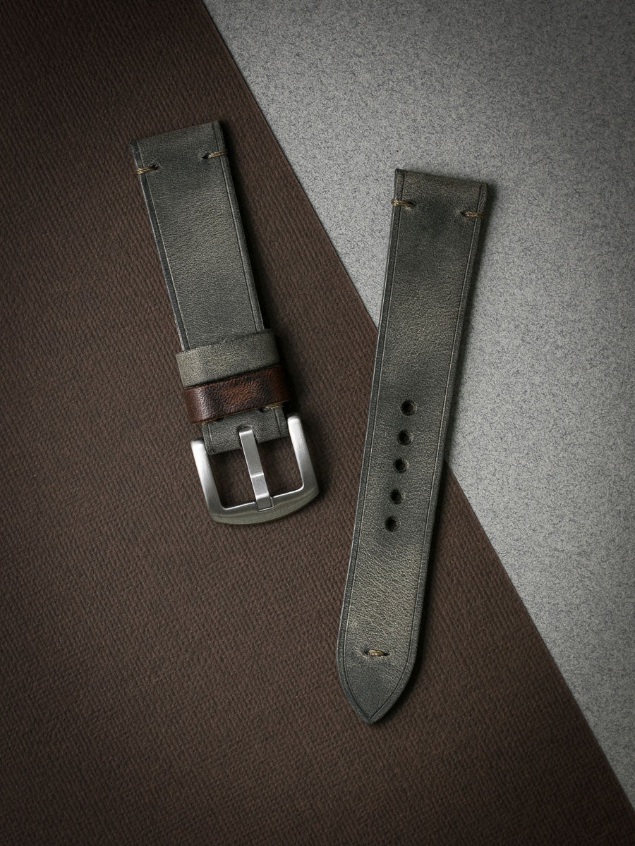 "Worthington" Grey Green Leather Watch Strap