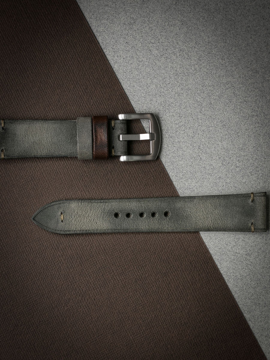 "Worthington" Grey Green Leather Watch Strap