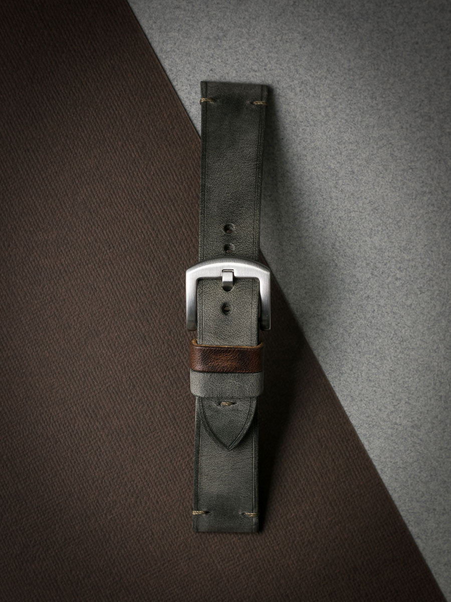 "Worthington" Grey Green Leather Watch Strap
