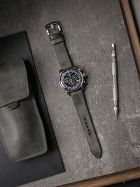 "Worthington" Grey Green Leather Watch Strap