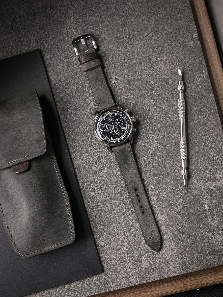 "Worthington" Grey Green Leather Watch Strap
