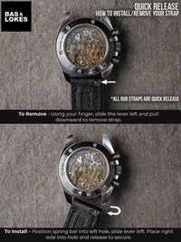 "Dane" Black Leather Watch Strap